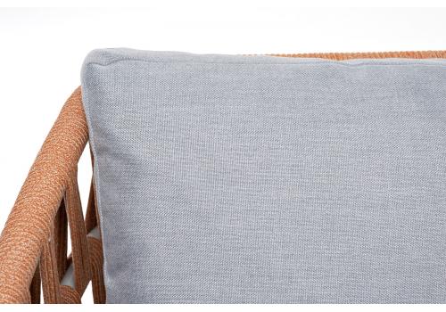  "Диего" диван 2-местный плетеный из роупа, каркас алюминий светло-серый (RAL7035) шагрень, роуп оранжевый меланж круглый, ткань светло-серая, фото 12 