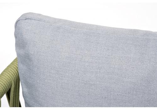  "Диего" диван 2-местный плетеный из роупа, каркас алюминий светло-серый (RAL7035) шагрень, роуп салатовый меланж круглый, ткань светло-серая, фото 12 