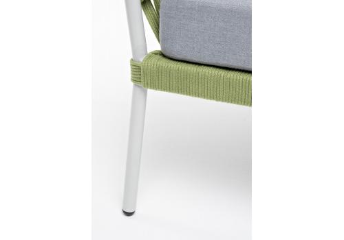 "Диего" кресло плетеное из роупа, каркас алюминий светло-серый (RAL7035) шагрень, роуп салатовый меланж круглый, ткань светло-серая, фото 10 