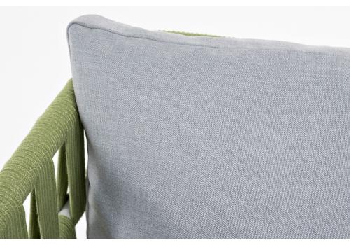  "Диего" кресло плетеное из роупа, каркас алюминий светло-серый (RAL7035) шагрень, роуп салатовый меланж круглый, ткань светло-серая, фото 11 