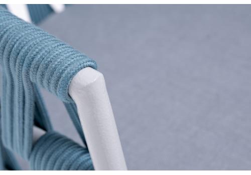  "Диего" стул плетеный из роупа, каркас из стали светло-серый (RAL7035) шагрень, роуп бирюзовый круглый, ткань светло-серая, фото 5 