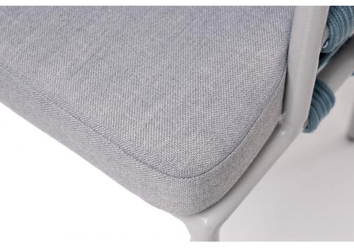  "Диего" стул плетеный из роупа, каркас из стали светло-серый (RAL7035) шагрень, роуп бирюзовый круглый, ткань светло-серая, фото 10 
