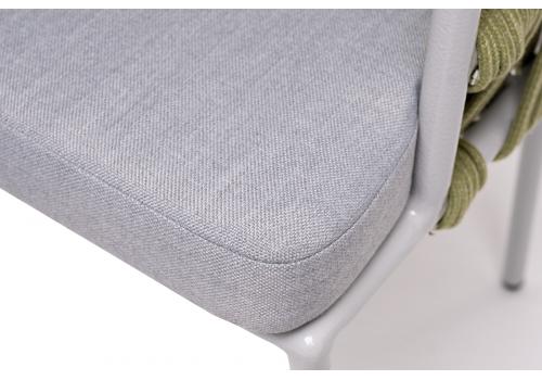  "Диего" стул плетеный из роупа, каркас из стали светло-серый (RAL7035) шагрень, роуп салатовый меланж круглый, ткань светло-серая, фото 6 