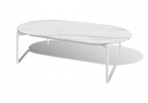  "Венеция" журнальный стол из искусственного камня овальный, 130х70см, Н38, цвет белый, фото 1 