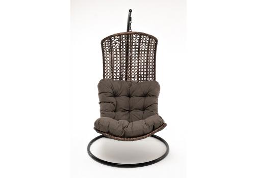  "Виши" подвесное кресло-кокон из искусственного ротанга, цвет коричневый с серо-коричневой подушкой, фото 1 