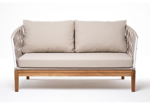  "Диего" диван 2-местный плетеный из роупа, каркас алюминий темно-серый (RAL7024), роуп темно-серый круглый, ткань темно-серая, фото 2 