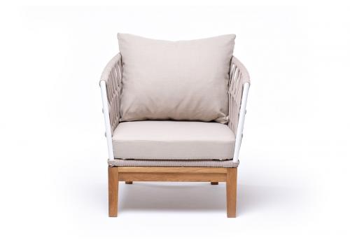  "Диего" кресло плетеное из роупа, каркас алюминий темно-серый (RAL7024), роуп темно-серый круглый, ткань темно-серая, фото 2 