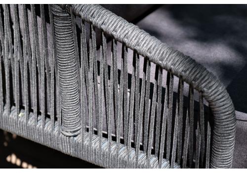  "Канны" диван 2-местный плетеный из роупа, каркас алюминий темно-серый (RAL7024) муар, роуп темно-серый круглый, ткань темно-серая 027, фото 7 