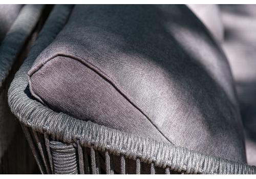  "Канны" диван 2-местный плетеный из роупа, каркас алюминий темно-серый (RAL7024) муар, роуп темно-серый круглый, ткань темно-серая 027, фото 8 