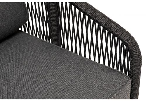  "Канны" кресло плетеное из роупа, каркас алюминий темно-серый (RAL7024) муар, роуп темно-серый круглый, ткань темно-серая 027, фото 4 