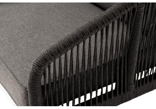  "Канны" кресло плетеное из роупа, каркас алюминий темно-серый (RAL7024) муар, роуп темно-серый круглый, ткань темно-серая 027, фото 7 