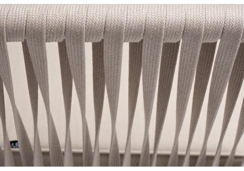  "Касабланка" диван 2-местный плетеный из роупа, каркас алюминий белый муар, роуп бежевый 20мм, ткань бежевая 035, фото 5 