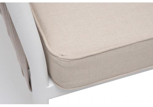 "Касабланка" диван 2-местный плетеный из роупа, каркас алюминий белый муар, роуп бежевый 20мм, ткань бежевая 035, фото 9 