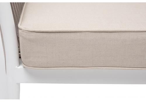  "Касабланка" диван 2-местный плетеный из роупа, каркас алюминий белый муар, роуп бежевый 20мм, ткань бежевая 035, фото 11 