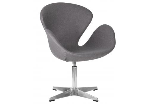  Кресло дизайнерское DOBRIN SWAN, серая ткань AF7, алюминиевое основание, фото 1 