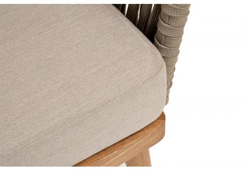  "Мальорка" диван 3-местный плетеный из роупа, основание дуб, роуп серо-коричневый 23мм, ткань бежевая 052, фото 5 
