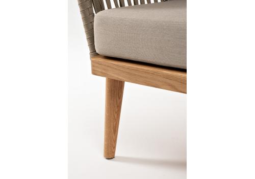  "Мальорка" диван 3-местный плетеный из роупа, основание дуб, роуп серо-коричневый 23мм, ткань бежевая 052, фото 7 
