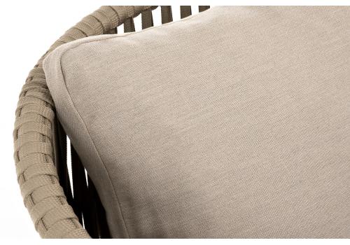  "Мальорка" кресло плетеное из роупа, основание дуб, роуп серо-коричневый 23мм, ткань бежевая 052, фото 9 