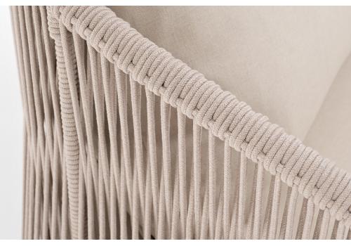  "Милан" диван 2-местный плетеный из роупа, каркас алюминий белый муар, роуп бежевый круглый, ткань бежевая 035, фото 5 