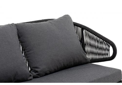  "Милан" диван 2-местный плетеный из роупа, каркас алюминий темно-серый (RAL7024) муар, роуп темно-серый круглый, ткань темно-серая 027, фото 4 