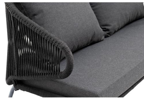  "Милан" диван 2-местный плетеный из роупа, каркас алюминий темно-серый (RAL7024) муар, роуп темно-серый круглый, ткань темно-серая 027, фото 5 