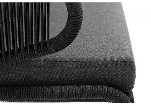  "Милан" диван 2-местный плетеный из роупа, каркас алюминий темно-серый (RAL7024) муар, роуп темно-серый круглый, ткань темно-серая 027, фото 6 