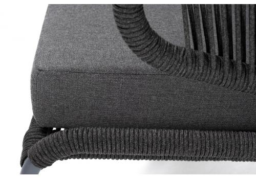  "Милан" диван 2-местный плетеный из роупа, каркас алюминий темно-серый (RAL7024) муар, роуп темно-серый круглый, ткань темно-серая 027, фото 7 