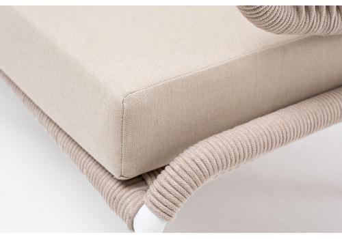  "Милан" диван 3-местный плетеный из роупа, каркас алюминий белый, роуп бежевый круглый, ткань бежевая, фото 6 