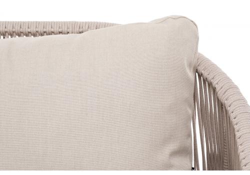  "Милан" диван 3-местный плетеный из роупа, каркас алюминий белый, роуп бежевый круглый, ткань бежевая, фото 7 