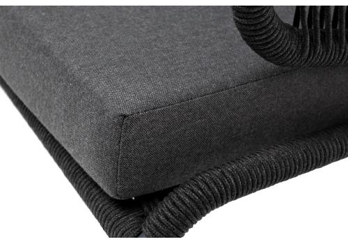  "Милан" диван 3-местный плетеный из роупа, каркас алюминий темно-серый (RAL7024) муар, роуп темно-серый круглый, ткань темно-серая 027, фото 7 