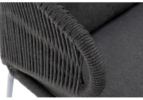  "Милан" диван 3-местный плетеный из роупа, каркас алюминий темно-серый (RAL7024) муар, роуп темно-серый круглый, ткань темно-серая 027, фото 9 