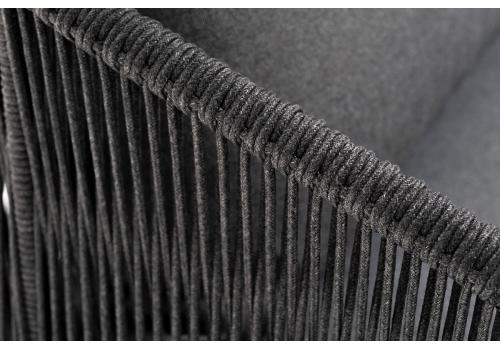  "Милан" диван 3-местный плетеный из роупа, каркас алюминий темно-серый (RAL7024) муар, роуп темно-серый круглый, ткань темно-серая 027, фото 10 