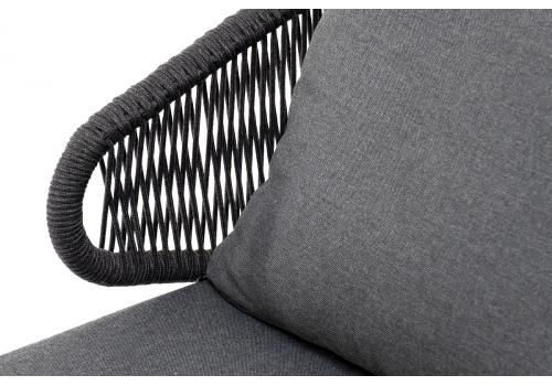  "Милан" кресло плетеное из роупа, каркас алюминий темно-серый (RAL7024) муар, роуп темно-серый круглый, ткань темно-серая 027, фото 4 