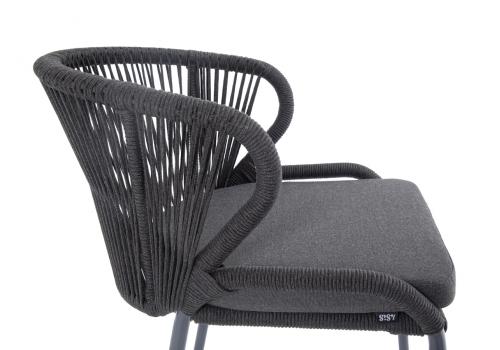 "Милан" стул плетеный из роупа, каркас алюминий темно-серый (RAL7024) муар, роуп темно-серый круглый, ткань темно-серая 027, фото 4 