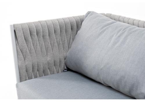  "Монако" диван 2-местный плетеный из роупа, каркас алюминий светло-серый (RAL7035) муар, роуп светло-серый 40 мм, ткань светло-серая, фото 4 