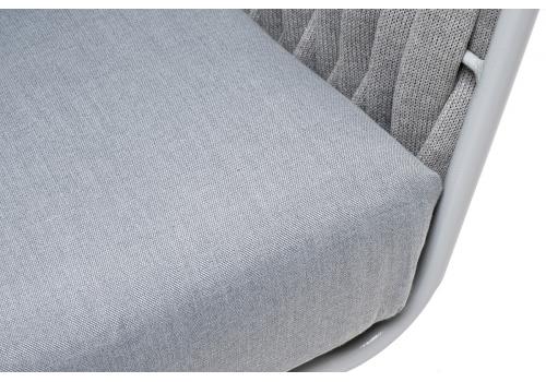  "Монако" кресло плетеное из роупа, каркас алюминий светло-серый (RAL7035) муар, роуп светло-серый 40 мм, ткань светло-серая, фото 8 