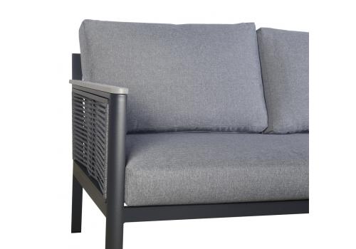  "Сан Ремо" диван 2-местный плетеный из роупа, каркас алюминий темно-серый, роуп серый, ткань серая, фото 3 