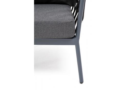  "Диего" кресло плетеное из роупа, каркас алюминий темно-серый (RAL7024) муар, роуп темно-серый круглый, ткань темно-серая 027, фото 4 