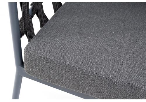  "Диего" кресло плетеное из роупа, каркас алюминий темно-серый (RAL7024) муар, роуп темно-серый круглый, ткань темно-серая 027, фото 5 