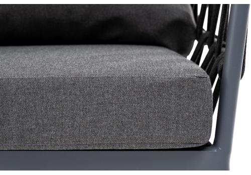  "Диего" кресло плетеное из роупа, каркас алюминий темно-серый (RAL7024) муар, роуп темно-серый круглый, ткань темно-серая 027, фото 9 