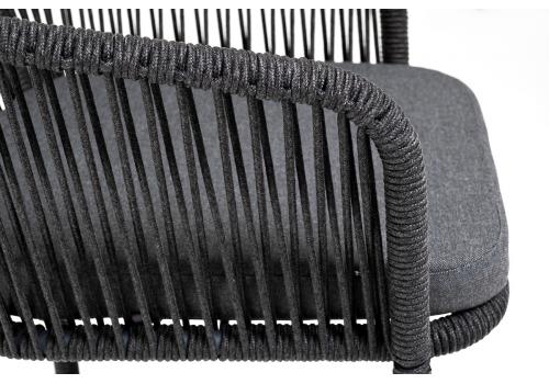  "Марсель" стул барный плетеный из роупа, каркас из стали темно-серый (RAL7024) муар, роуп темно-серый круглый, ткань темно-серая 027, фото 4 