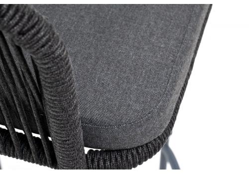  "Марсель" стул барный плетеный из роупа, каркас из стали темно-серый (RAL7024) муар, роуп темно-серый круглый, ткань темно-серая 027, фото 6 