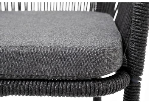  "Марсель" стул барный плетеный из роупа, каркас из стали темно-серый (RAL7024) муар, роуп темно-серый круглый, ткань темно-серая 027, фото 7 
