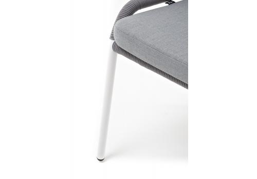  "Милан" стул плетеный из роупа, каркас алюминий белый шагрень, роуп светло-серый круглый, ткань светло-серая, фото 8 