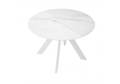  Стол DikLine SKC110 d1100 Керамика Белый мрамор/подстолье белое/опоры белые, фото 6 