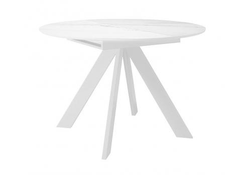  Стол DikLine SKC110 d1100 Керамика Белый мрамор/подстолье белое/опоры белые, фото 1 