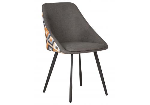  Стул обеденный DOBRIN MARKUS, ЭМАЛЬ ЧЕРНЫЙ МУАР ткань Candy Graphite+Escada Ochre, фото 1 