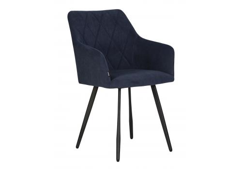  Стул обеденный DOBRIN ROBY, ЭМАЛЬ ЧЕРНЫЙ МУАР велюр Catania Dark Blue, фото 1 