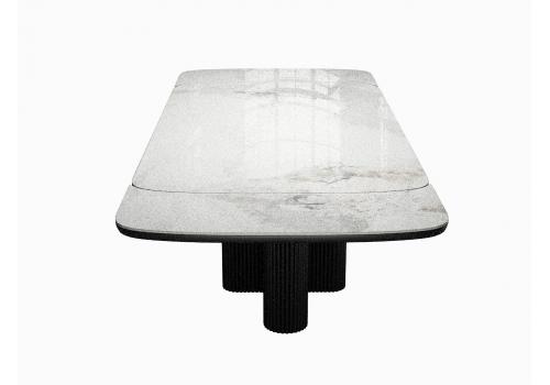  Стол DikLine SKO180 Керамика Пандора Серый глянец YB8020122BG/подстолье черное/опоры черные (2 уп.), фото 8 