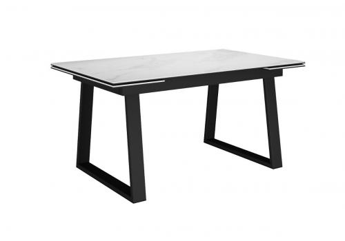  Стол DikLine DKZ160 Керамика Tianshan White (белый полуглянец)/подстолье черное/опоры черные (2 уп.), фото 1 